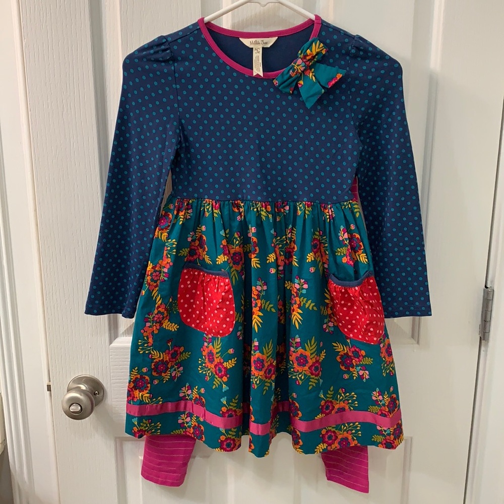 Matilda Jane Merry Merry dress and Best of All legging, size 8.